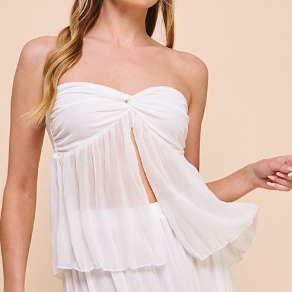 1 LEFT!! OPENING UP WHITE TUBE TOP